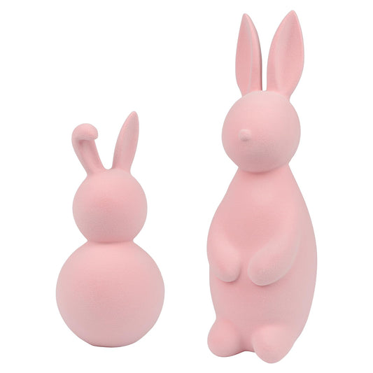 Easter Bunny Figurines 2 Resin Rabbit Ornaments for Spring Home Party Décor
