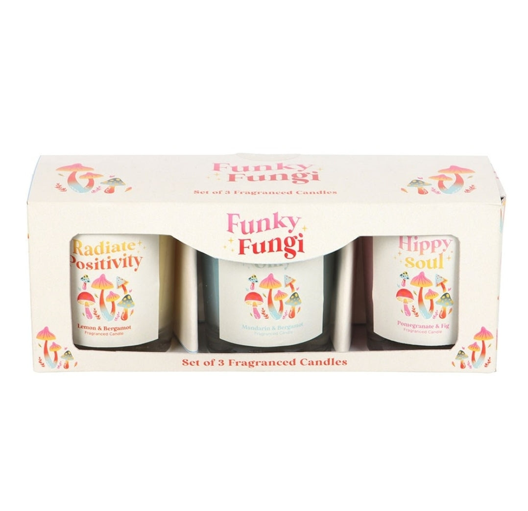 Set of 3 Funky Fungi Mushroom Votive Candles