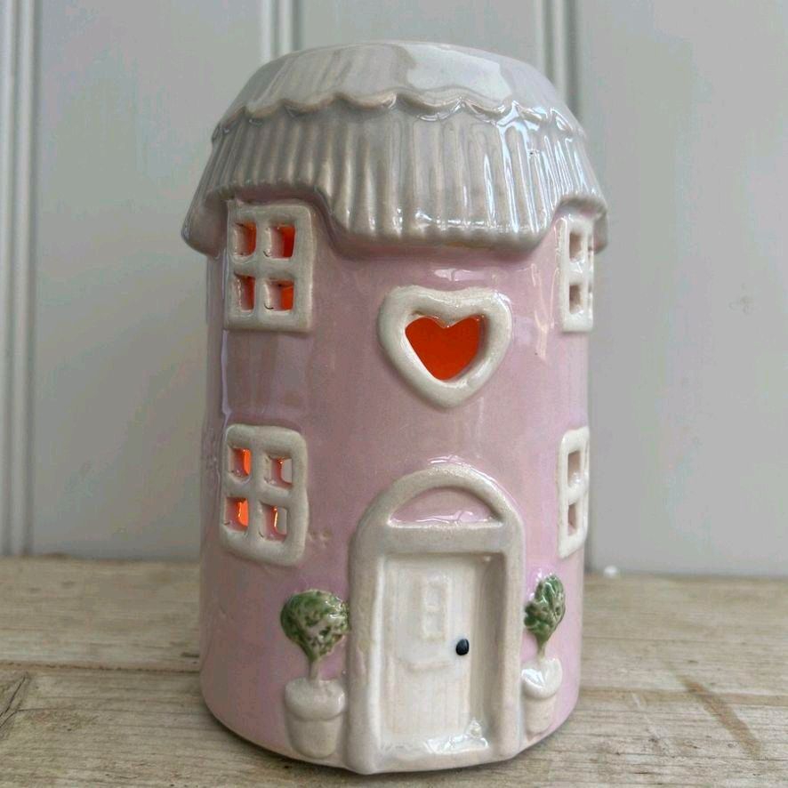 Pottery House Wax Burner 13cm - Pink for Candle Decoration - Candles Aroma