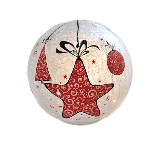 15cm Light up Christmas Crackle Balls -2 designs Decoration