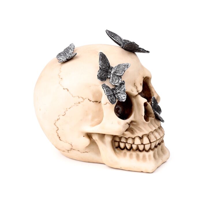Skull with Metallic Butterflies