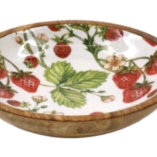 Strawberry Enamelled Bowl - 30cm - Tableware Serving