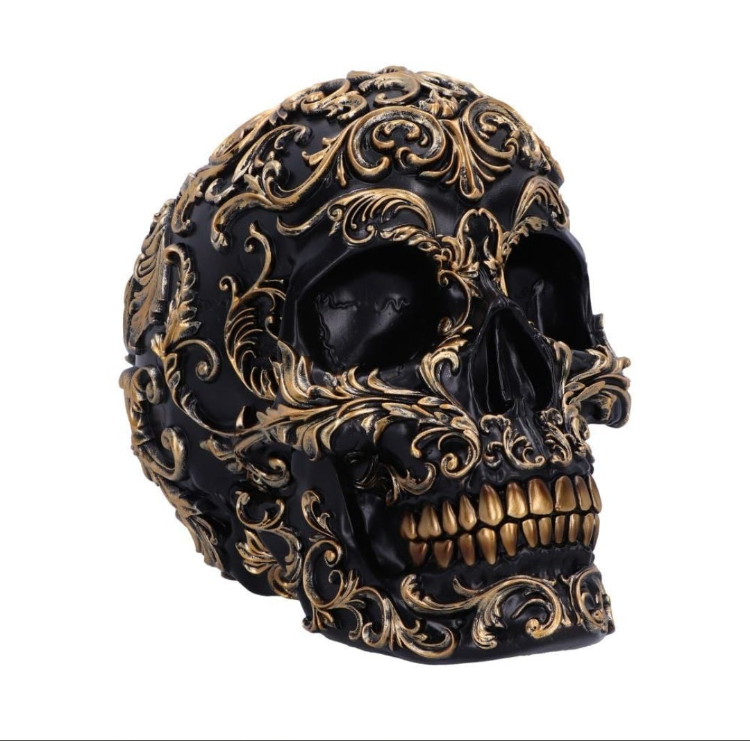 Renaissance 19cm Black and Gold Skull