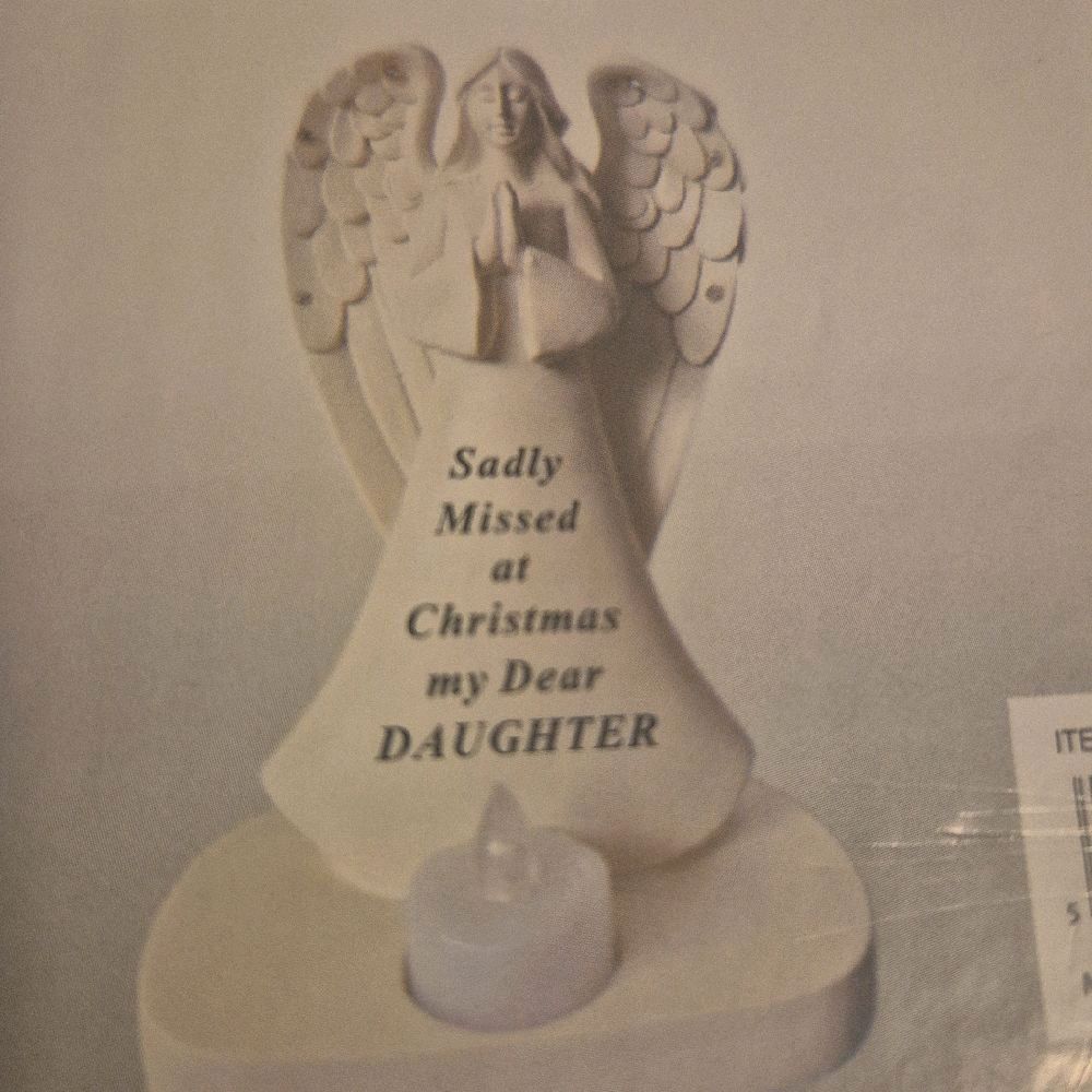 Remembrance Angel With Flickering Light Grandad/ daughter 20cm Decor