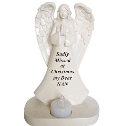 Remembrance Angel With Flickering Light Grandad/ daughter 20cm Decor