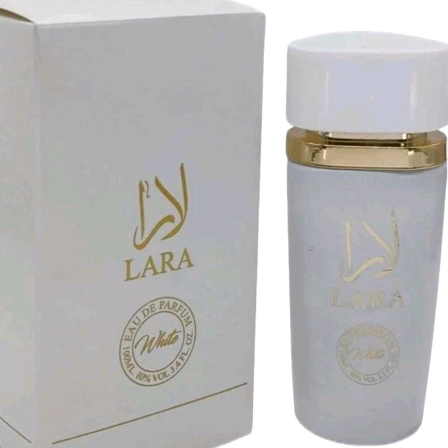 Lara White Eau de Parfum 100ml - Fragrance in Elegant White Bottle with Gold Accents
