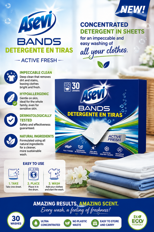 Asevi Bands Power Fresh Laundry Detergent Sheets