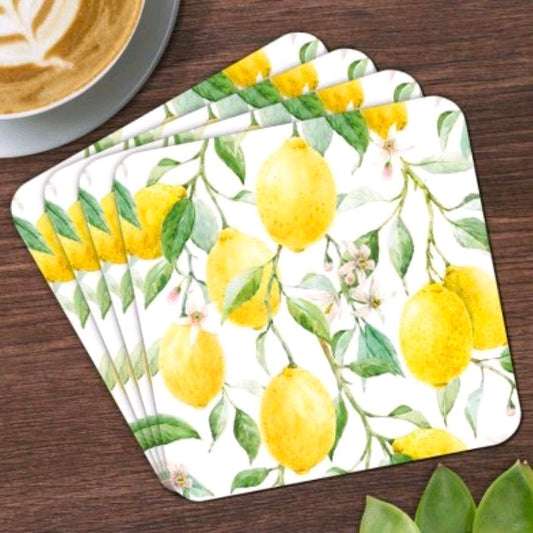 Lemon Grove Coasters Set of 4 - Perfect for Your Kitchen Tableware