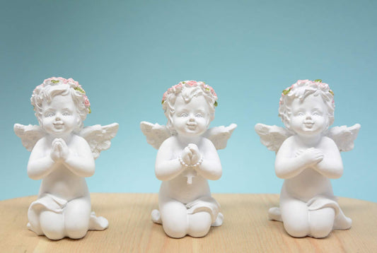 Set of 3 Praying Cherub Angel Ornaments