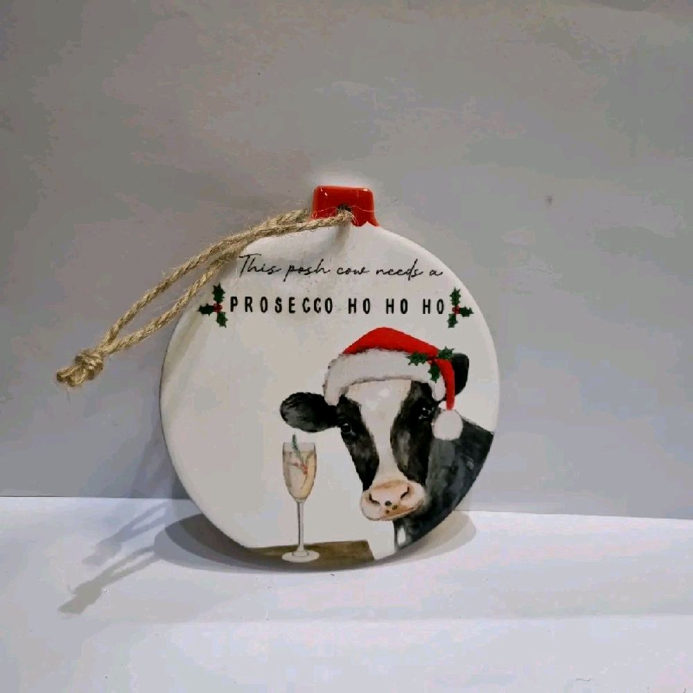 Prosecco Ho Ho Ho Bauble for Christmas Decor - Ornament price is for 1 item Ceramic
