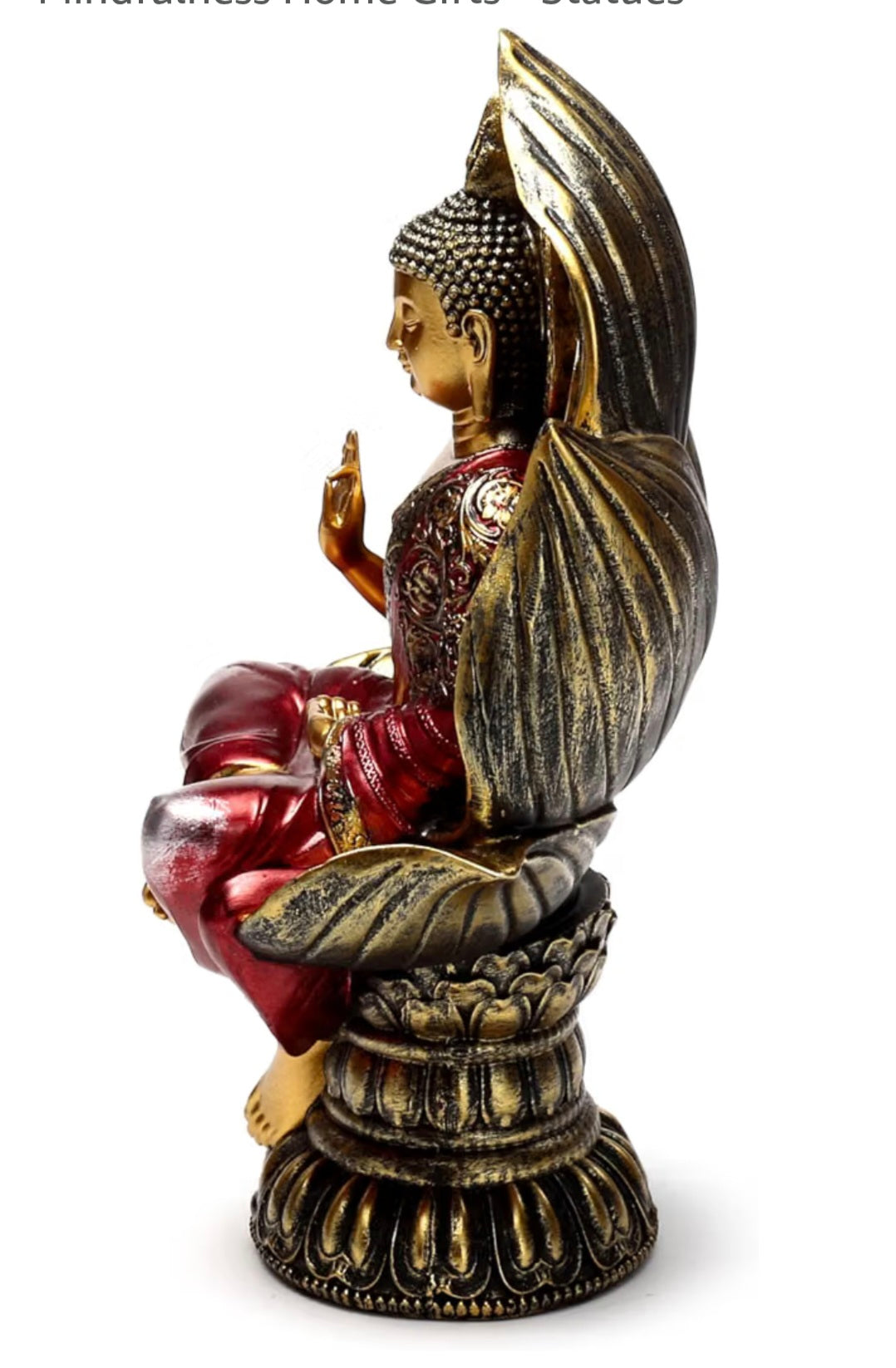 Red & Gold Thai Buddha Seated Lotus