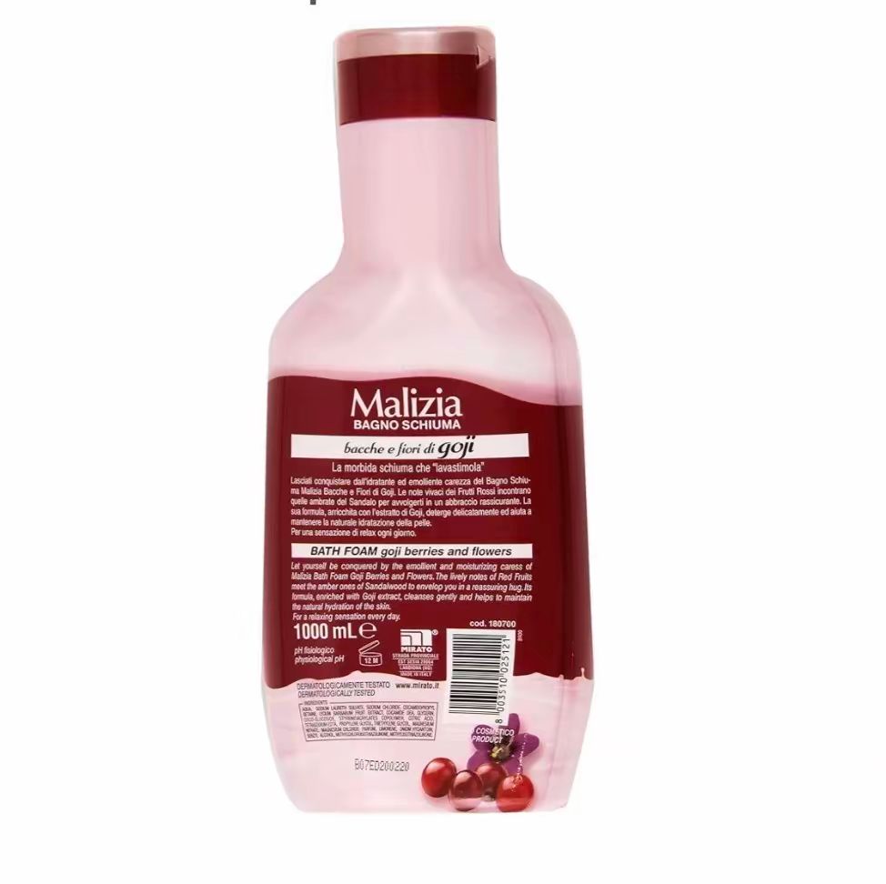 Malizia Italian Bath Foam - Goji Berries and Flowers scent