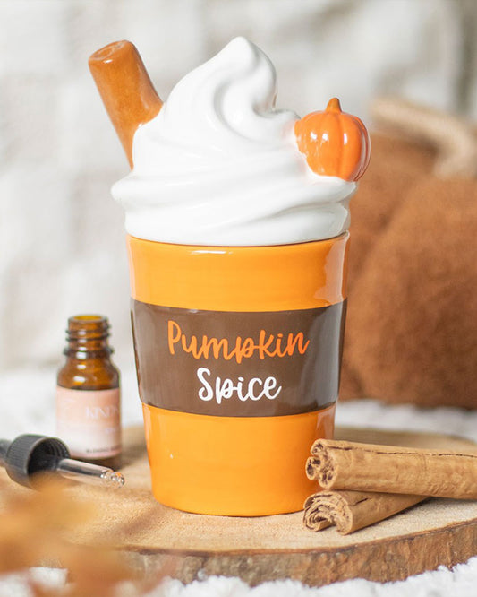 Pumpkin Spice Latte-shaped ceramic oil and wax burner.