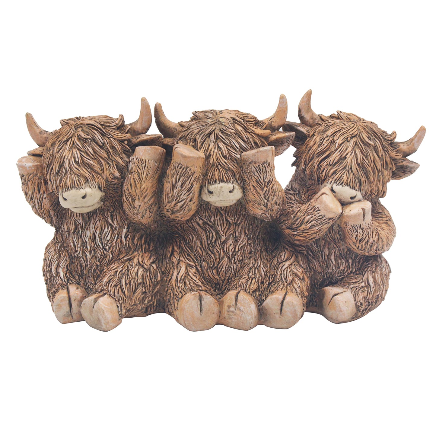 3 Wise Cows Highland Cow Trio figurine
