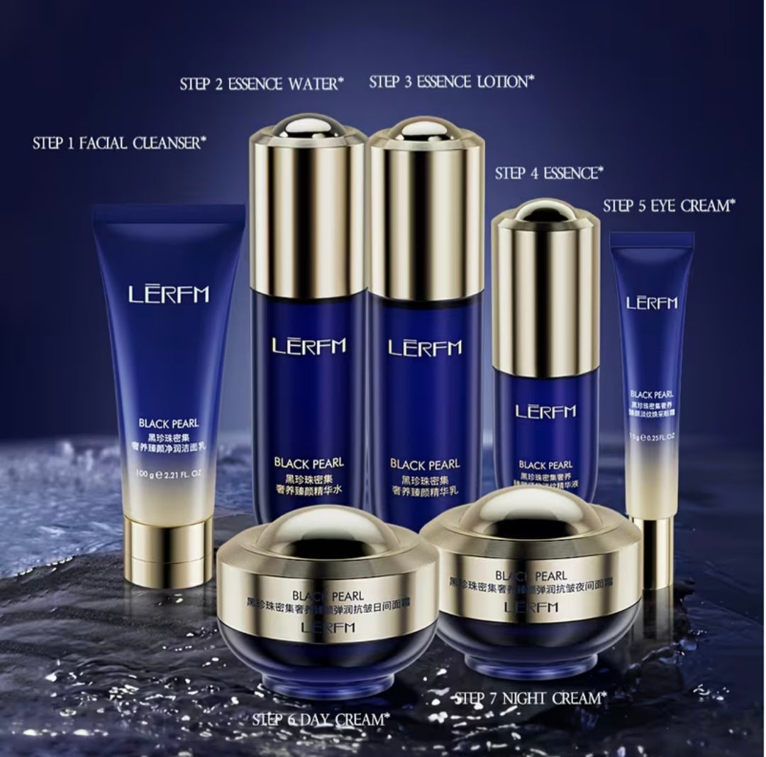 LĒRFM Lanifangke Black Pearl Intensive Luxurious 7-Piece korean gift set Cruelty Free：100% Cruelty Free — Never tested on animals at any stage of production.