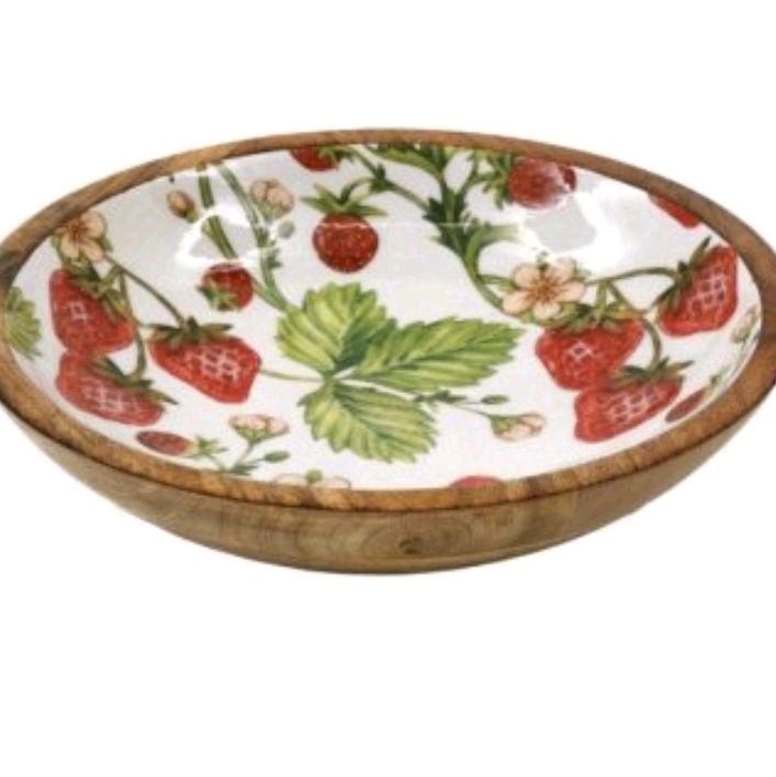 Strawberry Enamelled Bowl - 30cm - Tableware Serving