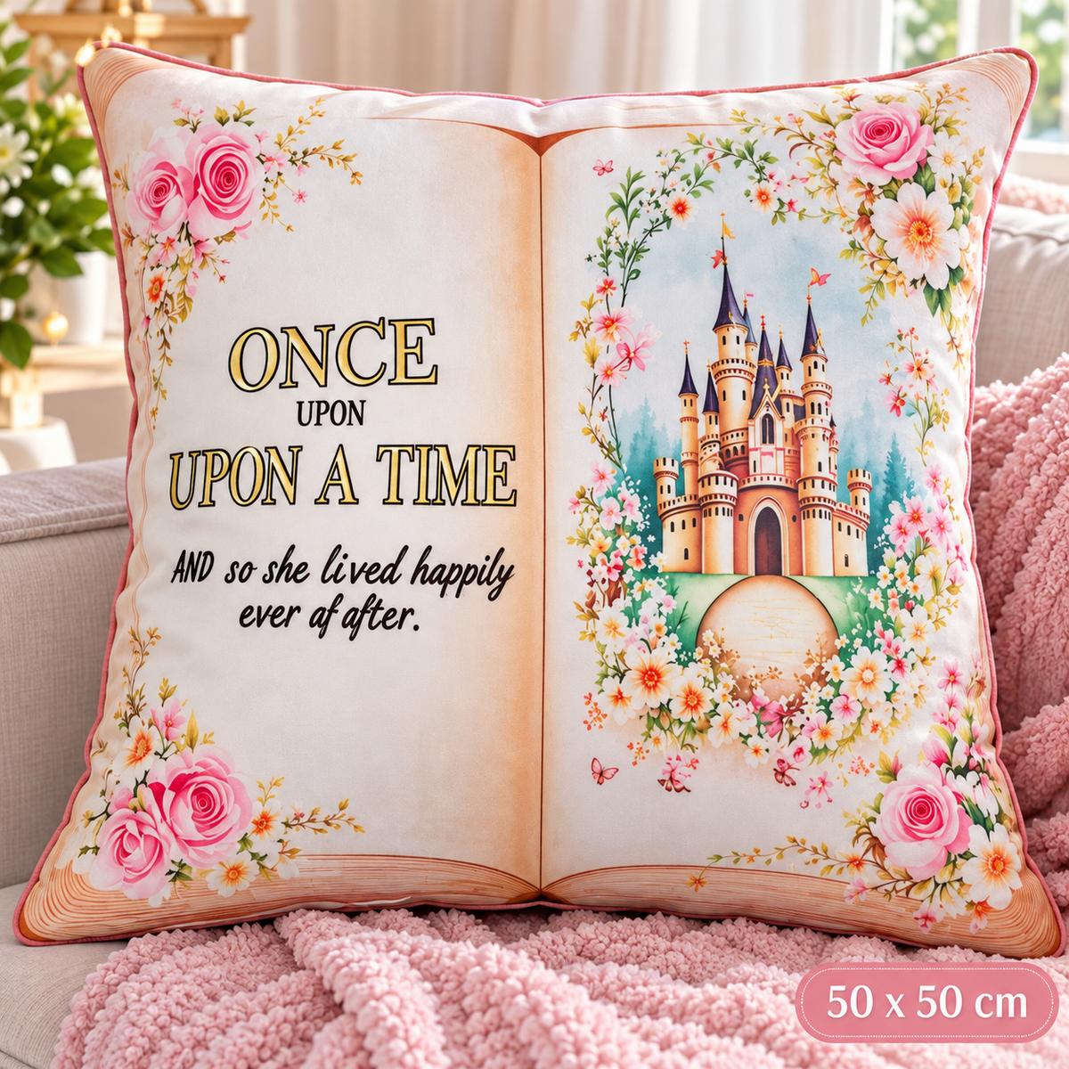 Once upon a time cushion with inner 50 x 50