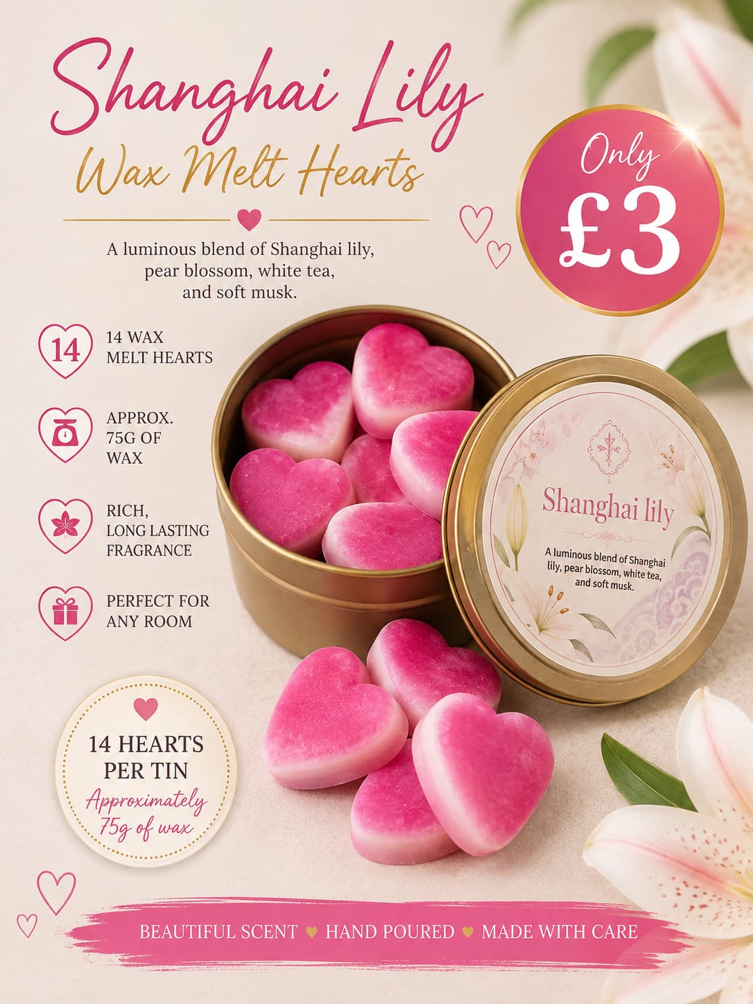 Heart Wax Melts in storage tin