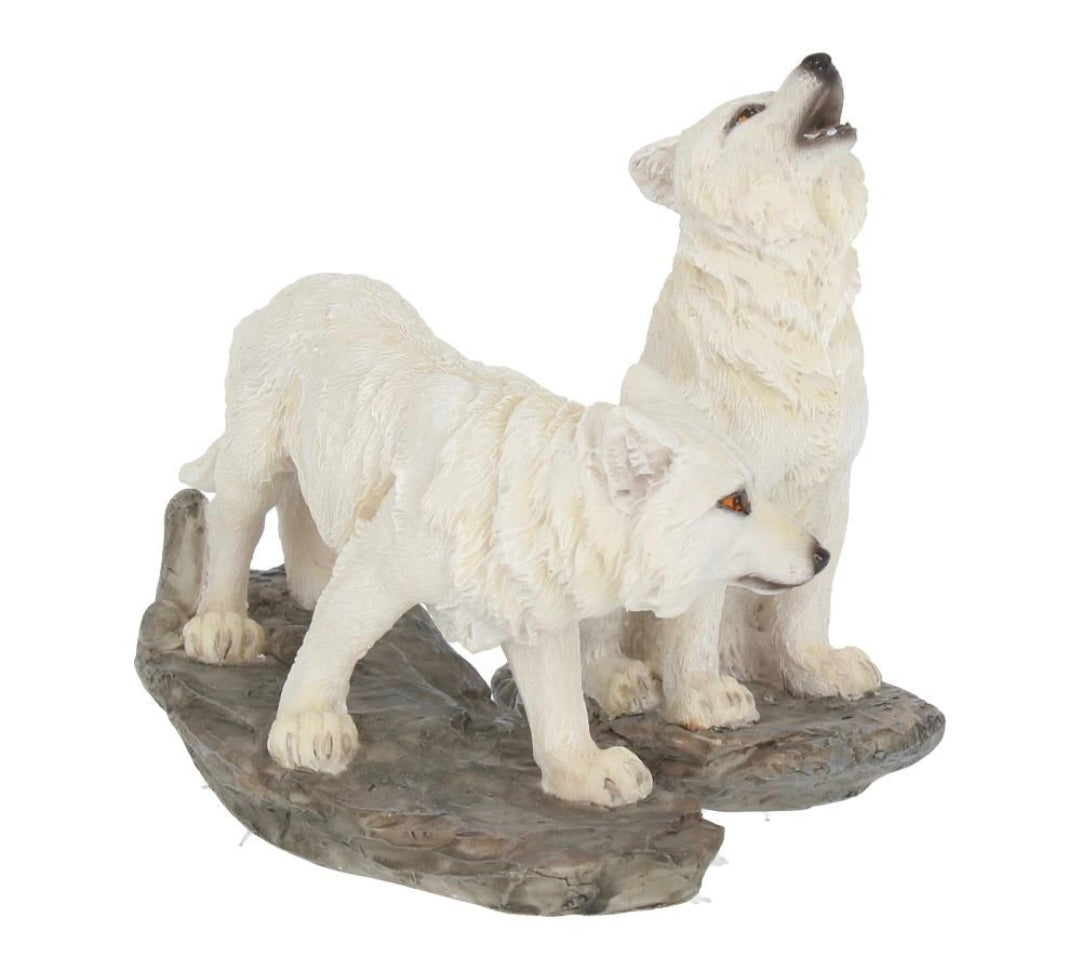 Before the Chase (Set of 2) 9.8cm white wolves
