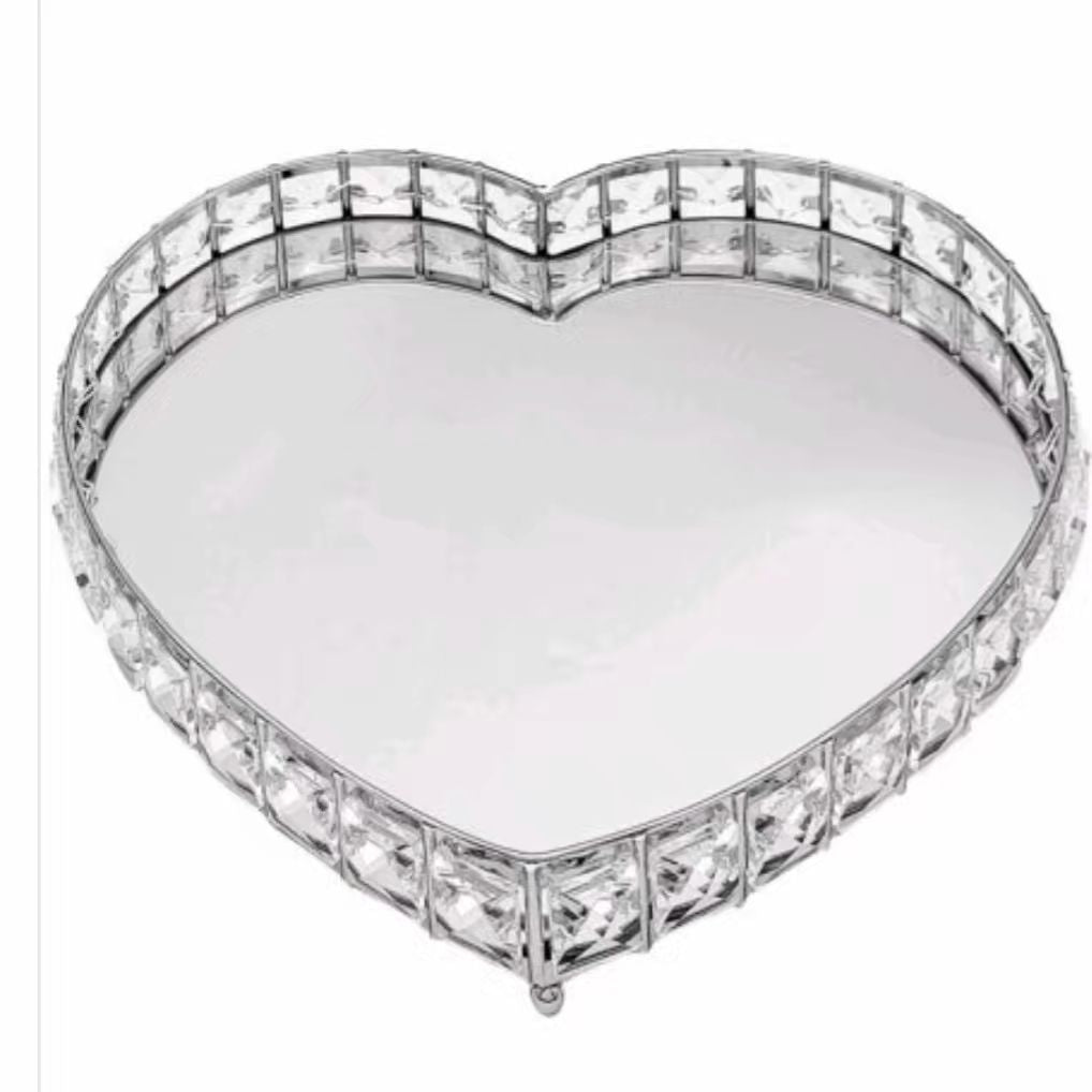 Decorative Heart Mirror tray 31cm