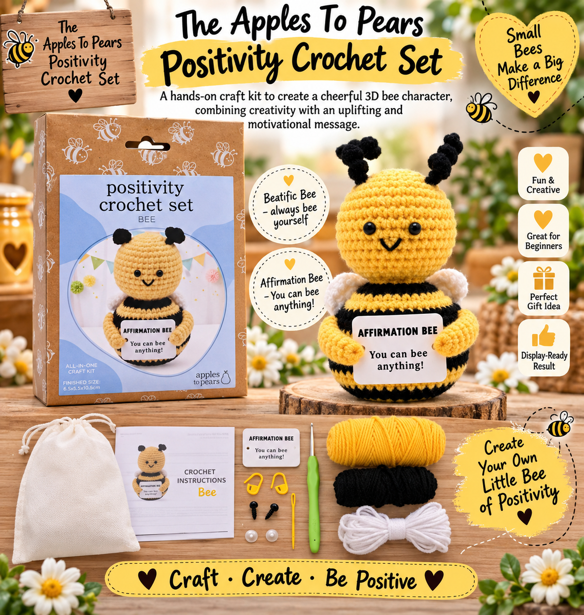 Positivity crochet set Bee