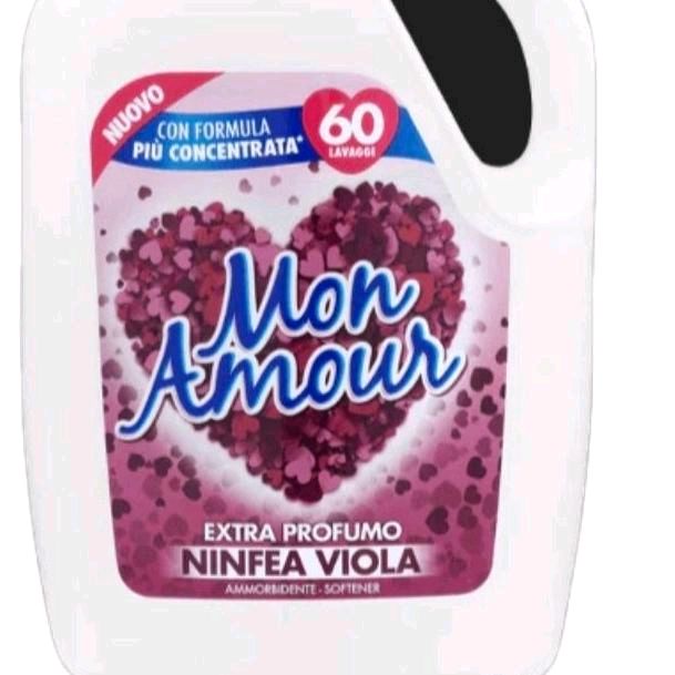 MON AMOUR Softener Concentrated Ninfea Viola 60 Washes 3 Litres Fabric Softener for Enhanced Care Cleaning with Extra Profumo NINFEA VIOLA Fragrance Floral Scented