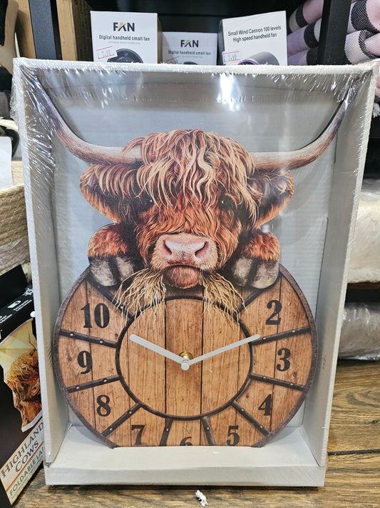 Highland Cow MDF Wall Clock