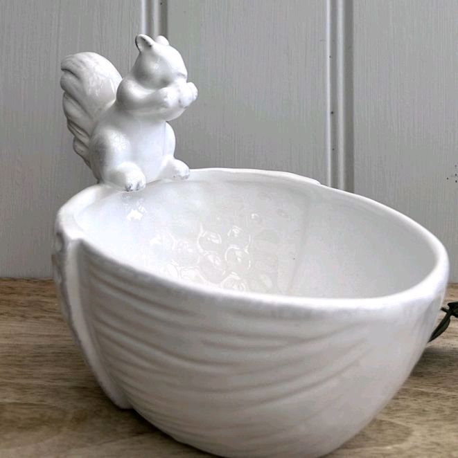 Ceramic Squirrel on Acorn Bowl for Home Decor and Ornament Tableware Dish Glossy