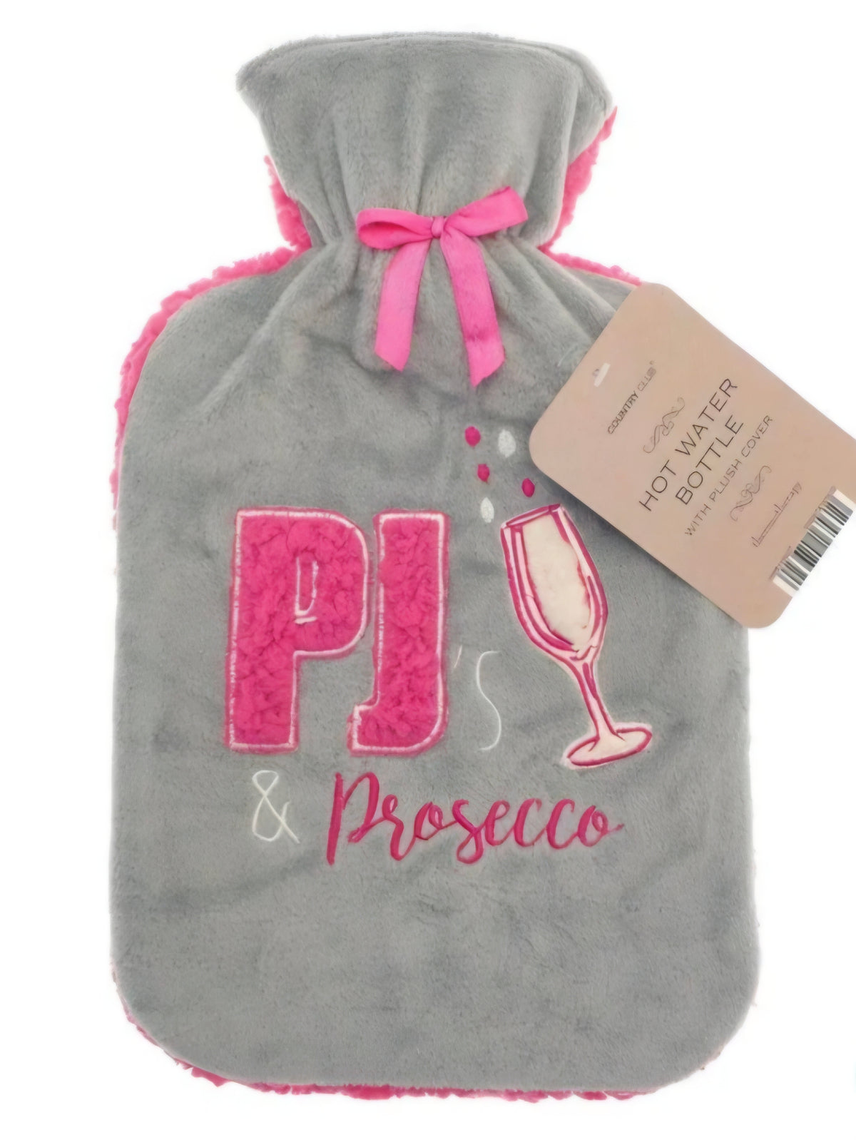 Hot Water Bottle Large Sherpa Fleece Cover Embroidery Slogan