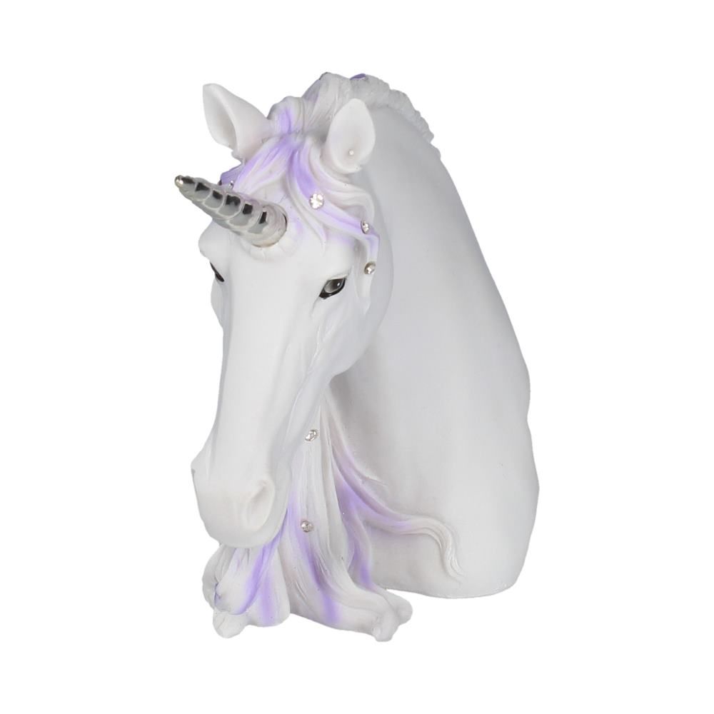 Jewelled Magnificence Small White Unicorn Bust Ornament 15cm