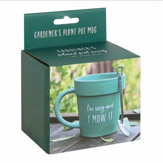 im sexy and i mow it pot mug and shovel spoon