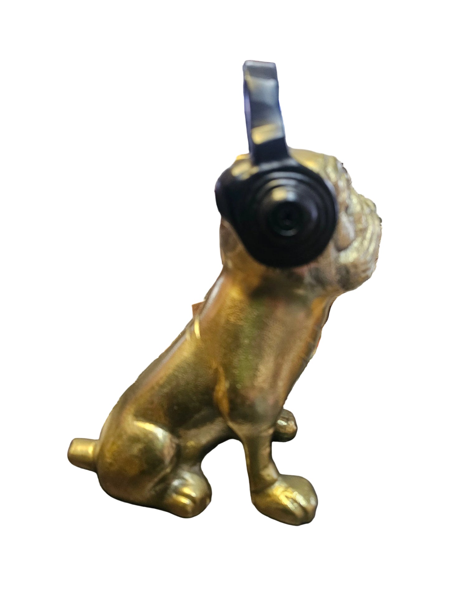 Gold Bulldog Statue with Headphones