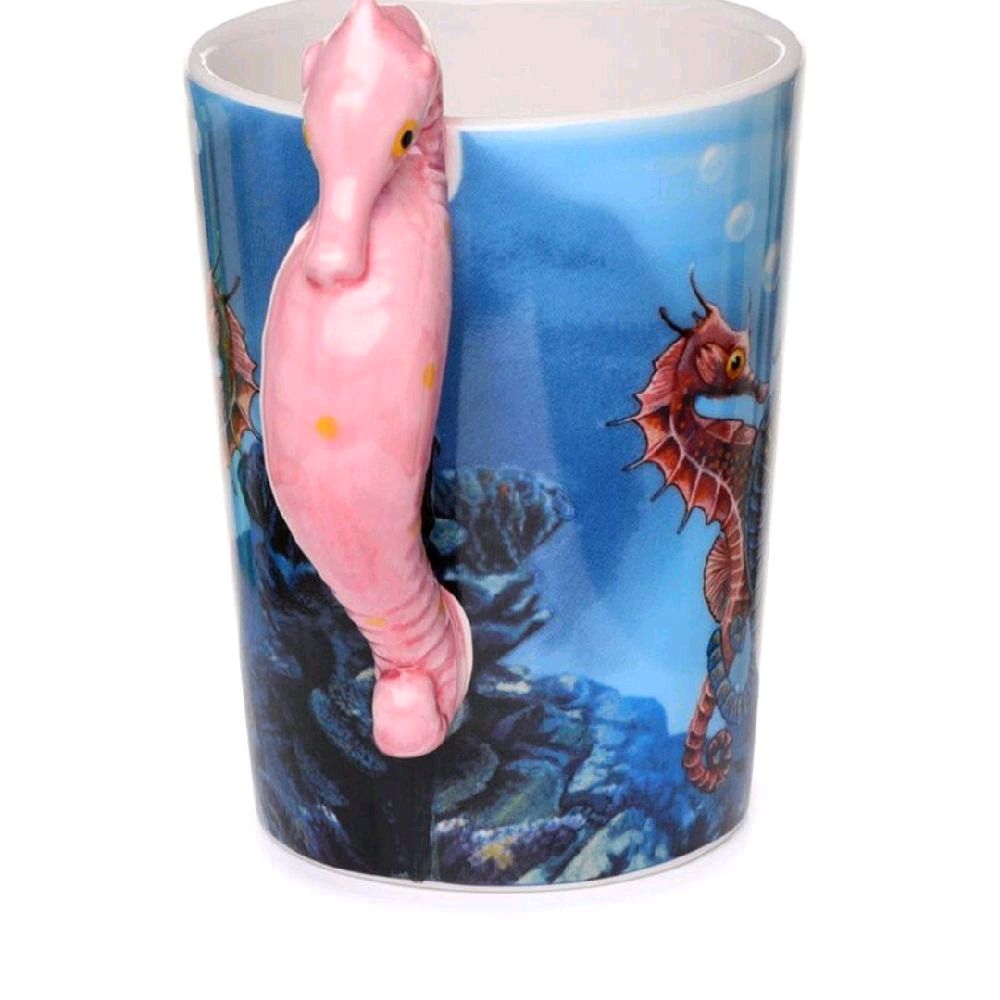 Lisa Parker Seahorse Ceramic Mug - Perfect for your Hot Drinks - Drinkware, Cup, Tumblers Washable Shaped