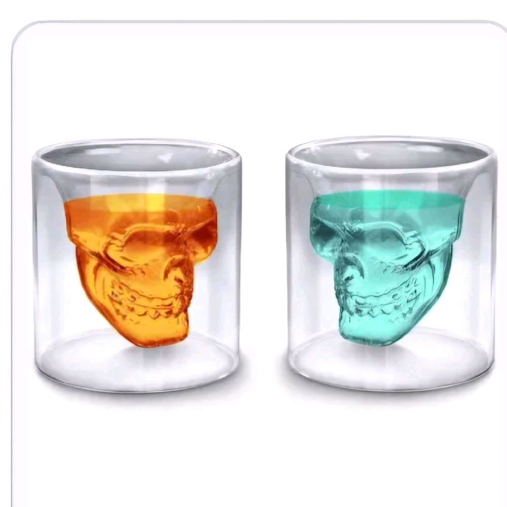 Whiskey Glass Crystal Skull Shot Glass Wine Beer Cocktails Cup, 250ml Drinkware Tumblers