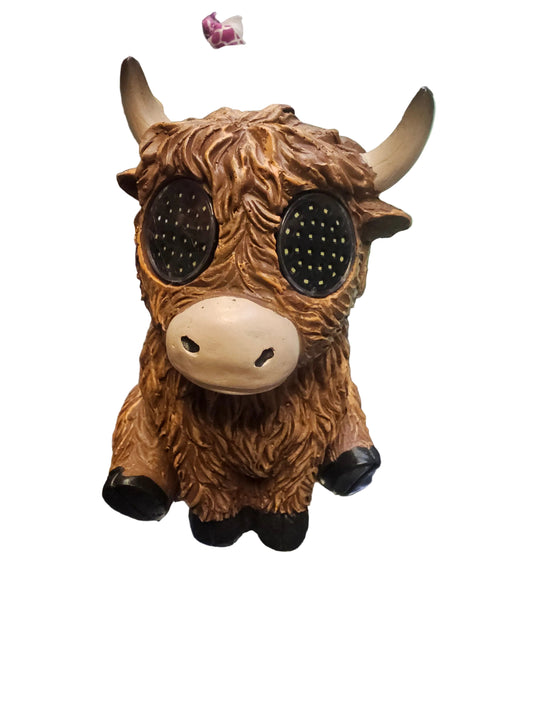 Highland Cow Solar Light with animated eyes