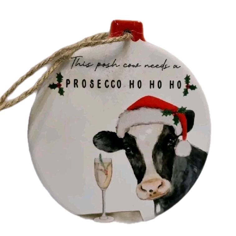 Prosecco Ho Ho Ho Bauble for Christmas Decor - Ornament price is for 1 item Ceramic