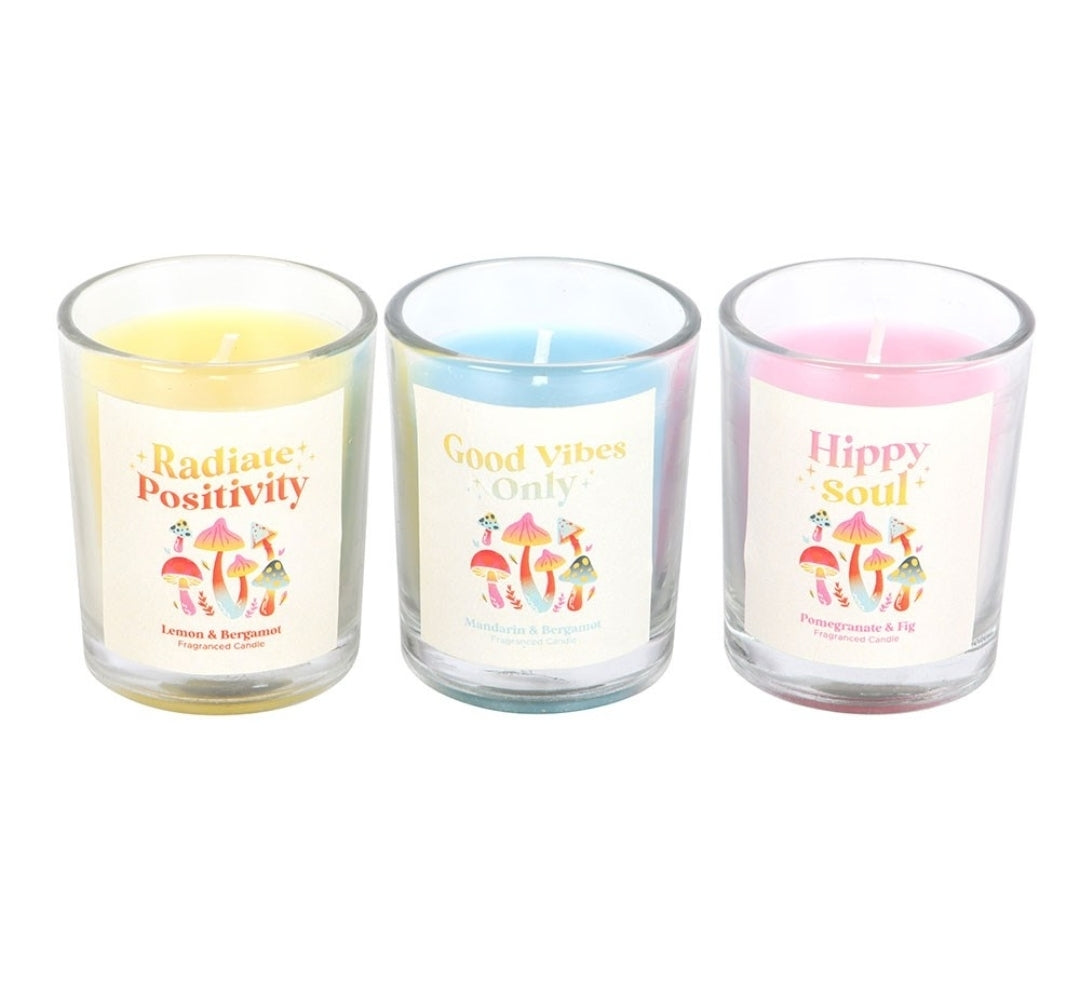 Set of 3 Funky Fungi Mushroom Votive Candles