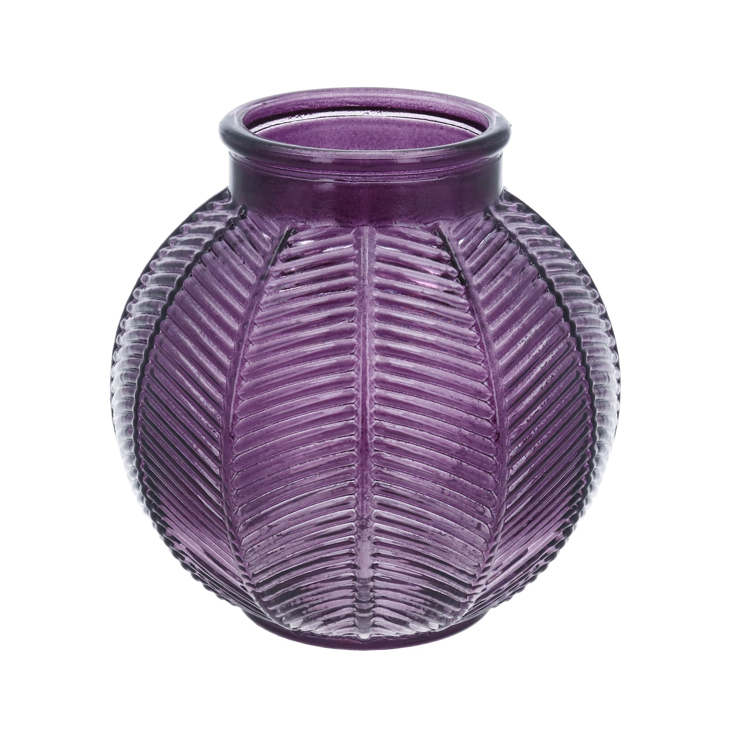 Purple Glass Leaf Ball Vase