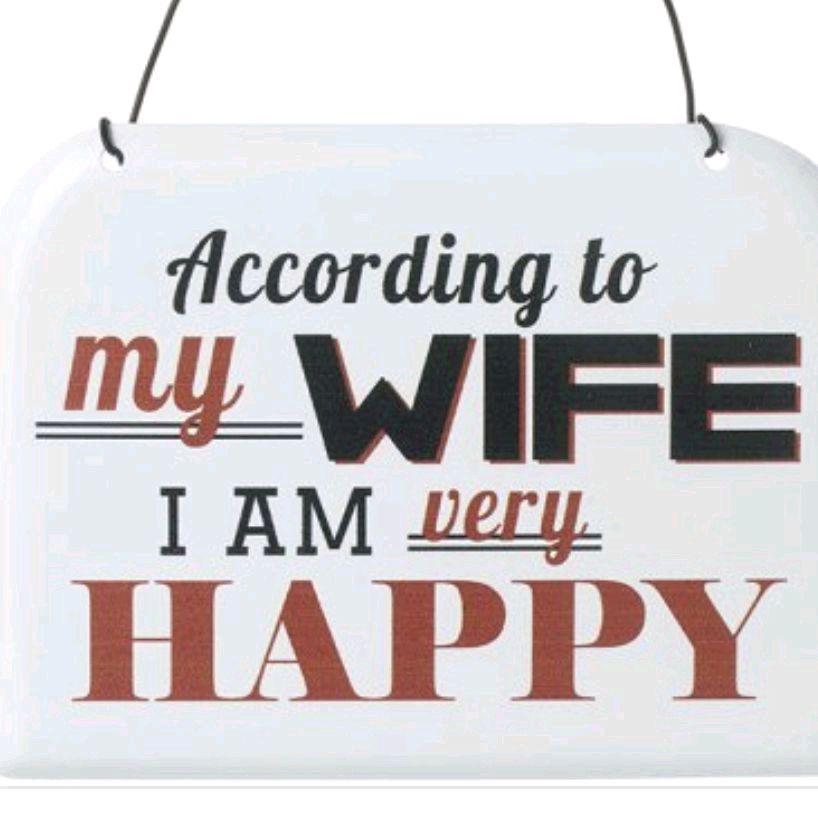 According To My Wife Metal Sign, 15.3cm Decor Retro