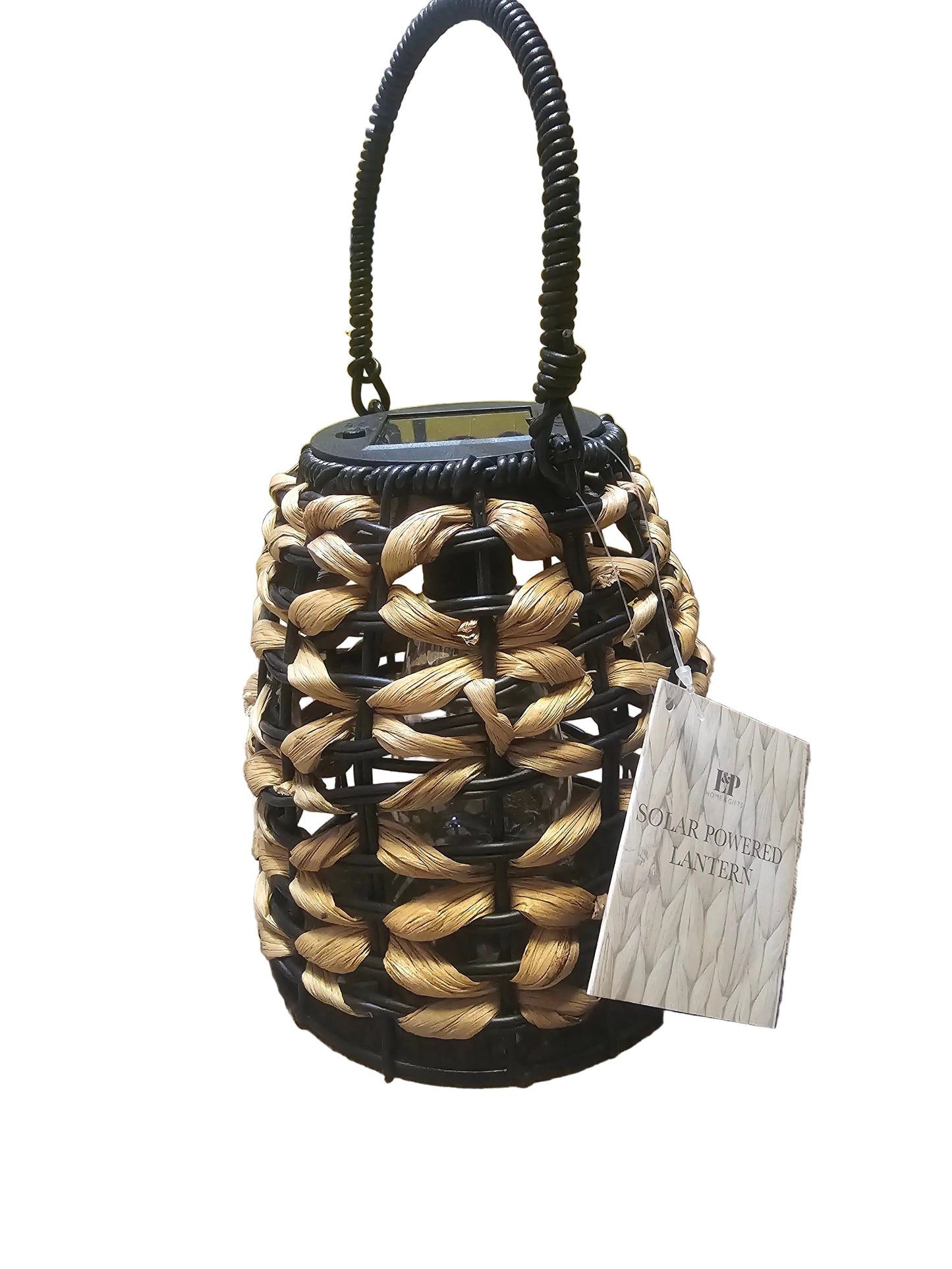Solar Powered Woven Lantern 25cm