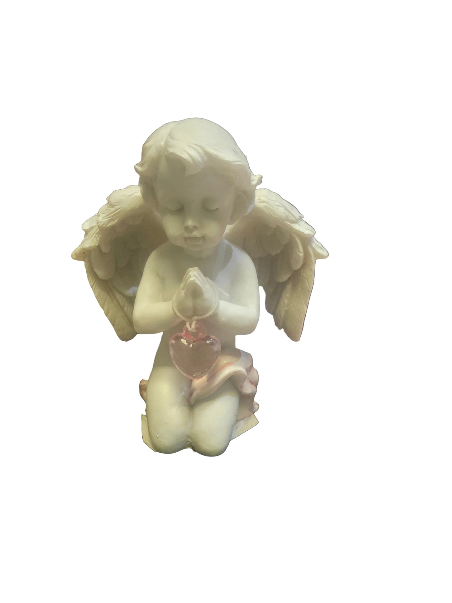 Cherub with pink crystal heart
