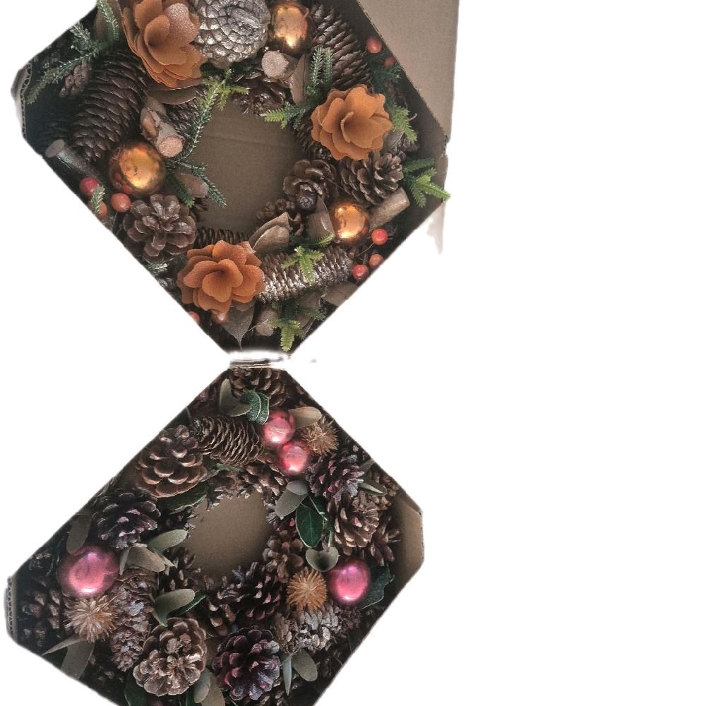 Christmas Wreaths in Window Box 30x8 - Festive Home Decor Gifts various designs Door Decoration Rose Gold