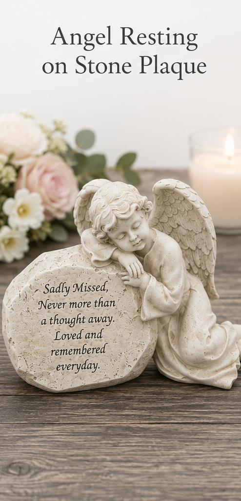 Graveside plaques with angel and verse, 3 designs