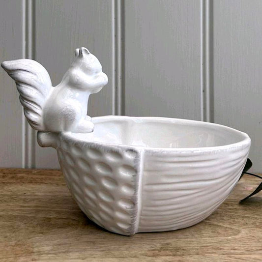 Ceramic Squirrel on Acorn Bowl for Home Decor and Ornament Tableware Dish Glossy