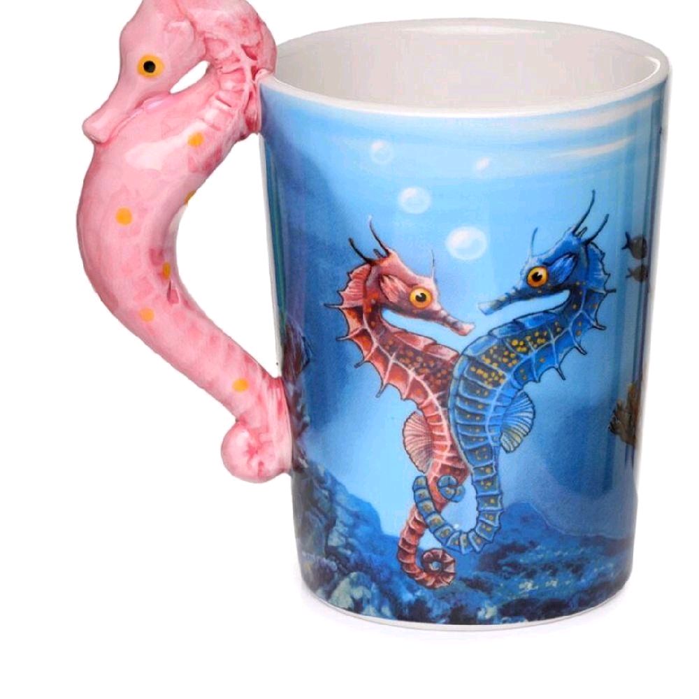 Lisa Parker Seahorse Ceramic Mug - Perfect for your Hot Drinks - Drinkware, Cup, Tumblers Washable Shaped
