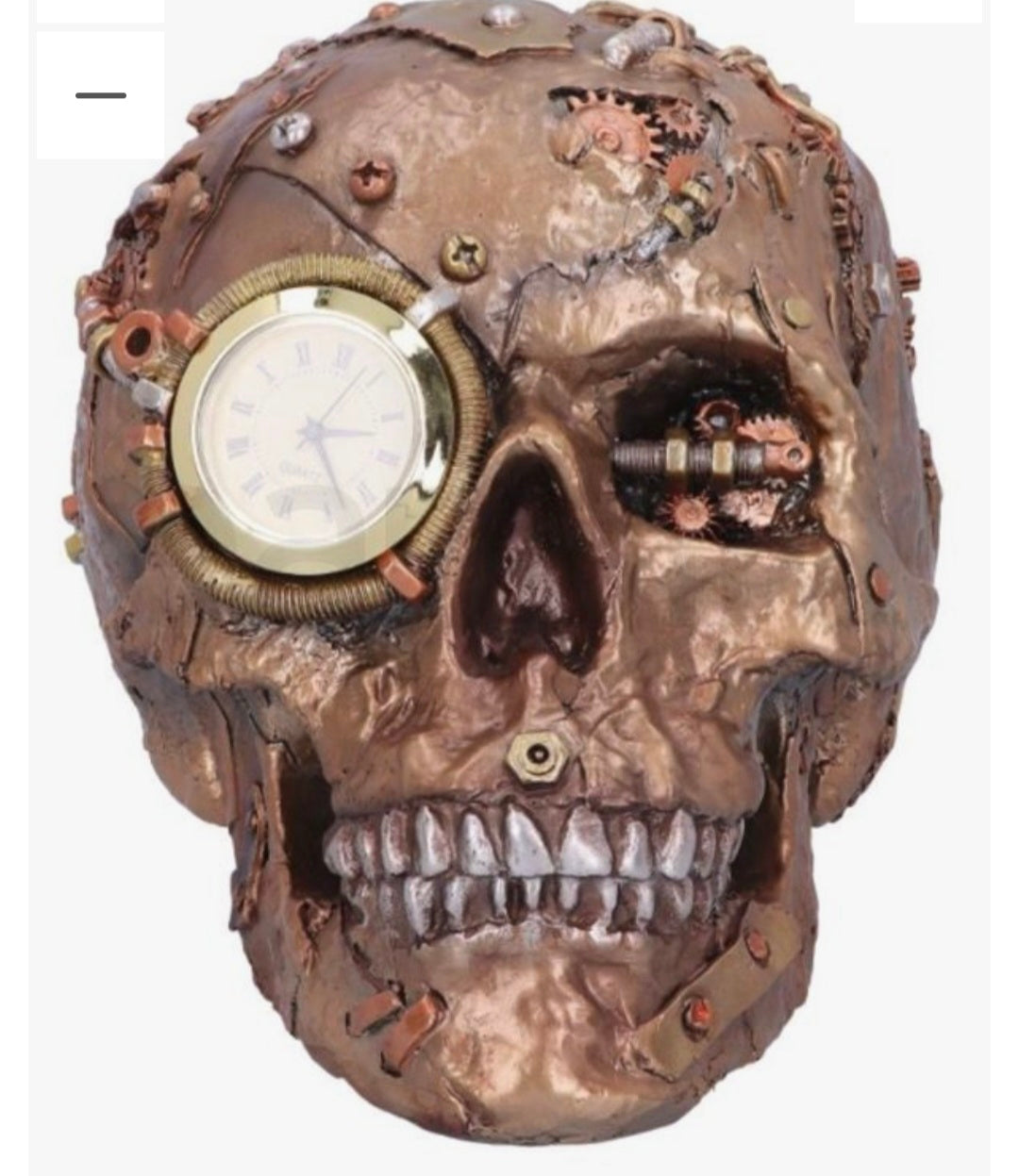 Bronze Scrapped Skull Steampunk Scrap Skeleton Figurine - 19cm