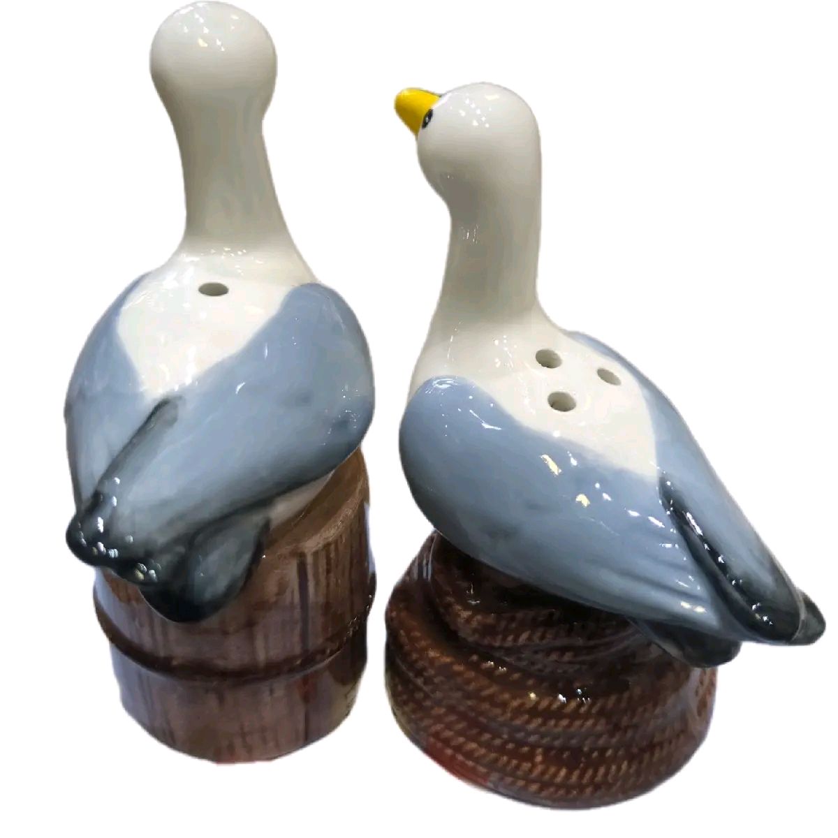 Seagull Salt & Pepper Shakers - Ceramic Nautical Set for Kitchen