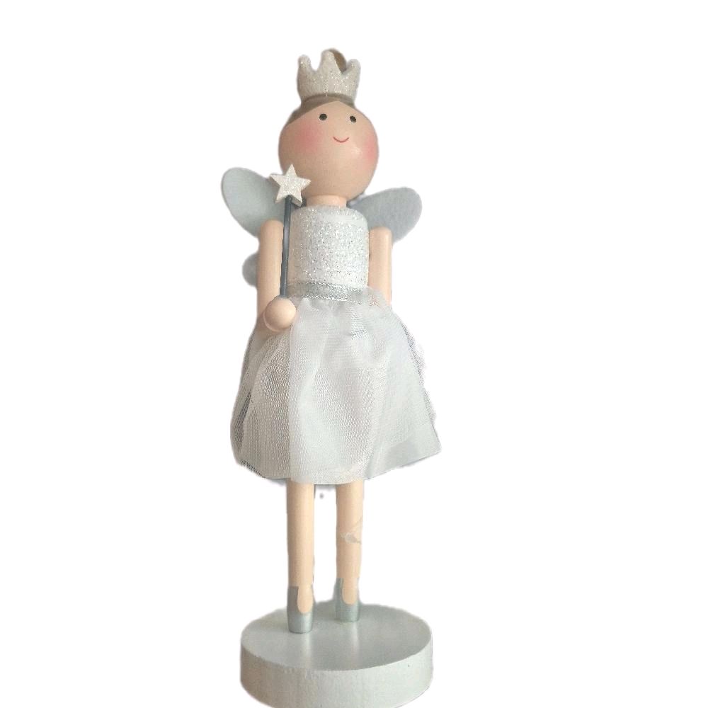 Festive Fairy Nutcracker Statue - Wooden Fairy Ornament in Silky Dress Design - Decor Room
