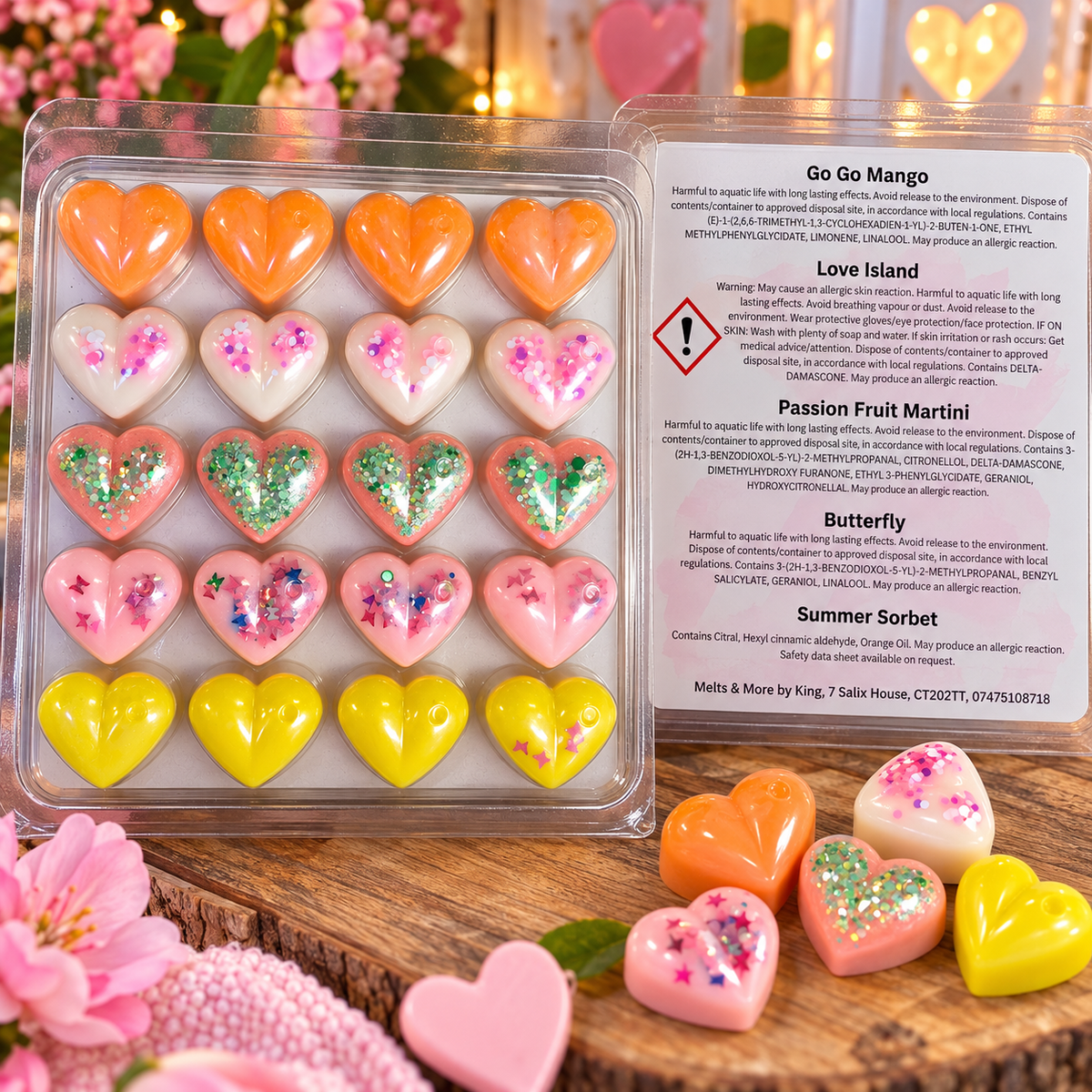 Wax melt heart summer collection