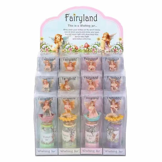 Fairy Magical Wishing Jar Ornament - 6cm with Coloured Glitter and Wish Scroll